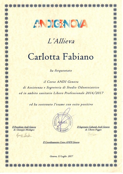 attestato ANDI segretaria dentista attestato ANDI segretaria dentista